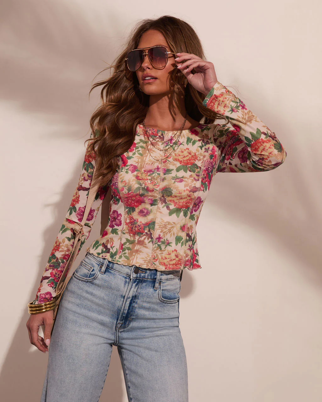 Honey Daze Floral Mesh Top - Image 6