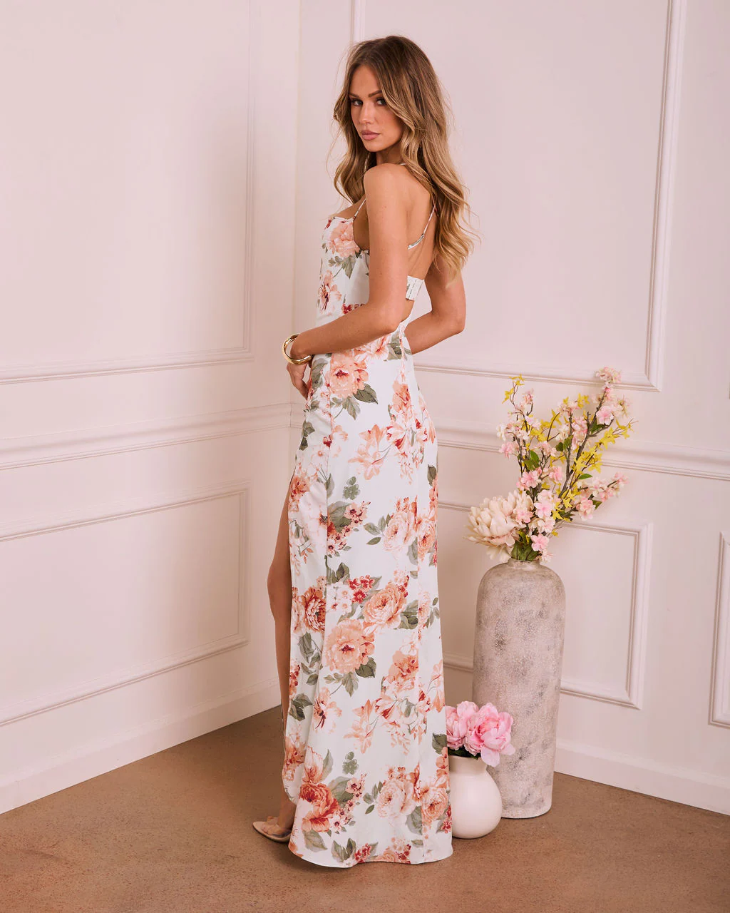 Honeyed Light Floral Maxi Dress - Image 4