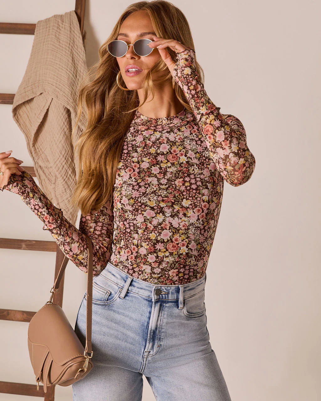 Honeyed Muse Mesh Mock Neck Top - Image 5