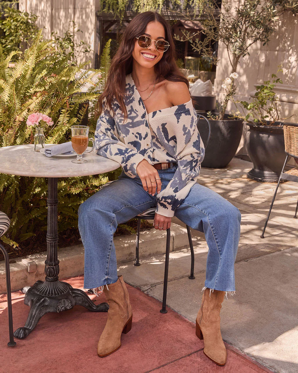 Honeyed Timber Knit Printed Cardigan - Image 11