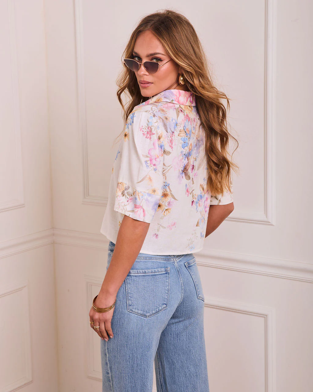 Honeysuckle Haven Printed Button Down Top - Image 4
