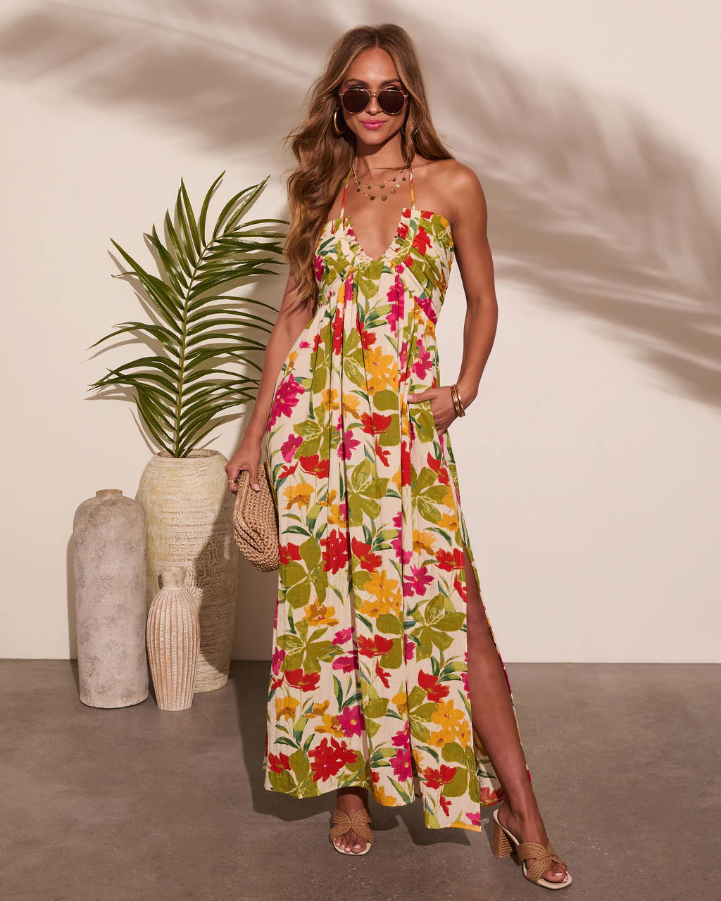 Honolulu Halter Tropical Print Maxi Dress - Image 37