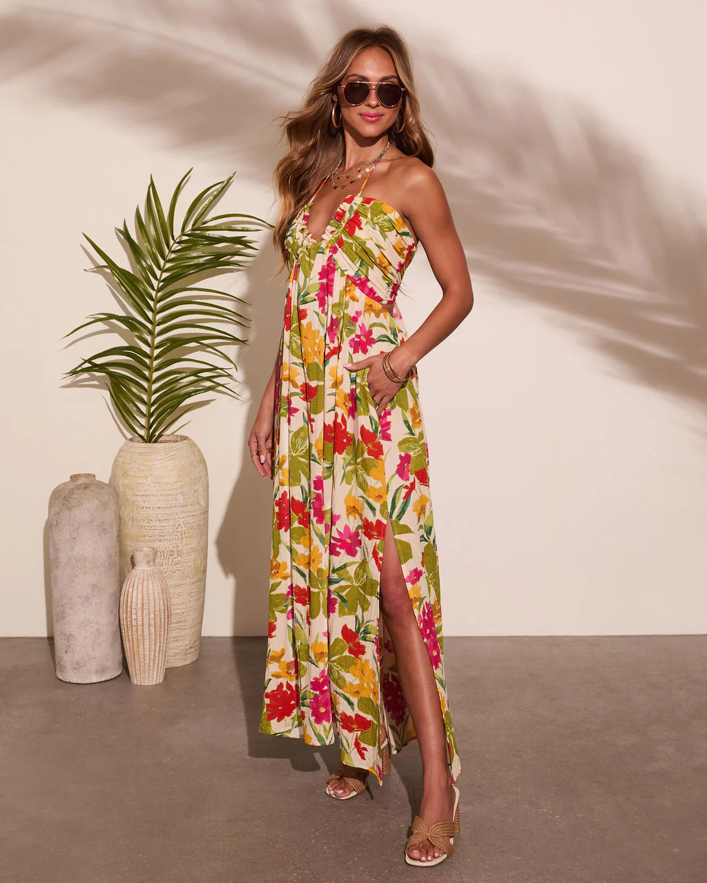 Honolulu Halter Tropical Print Maxi Dress - Image 42