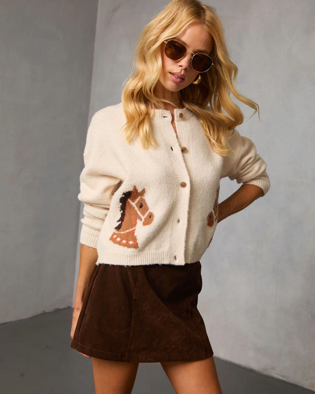 Rustic Rein Horse Motif Cardigan - Image 5