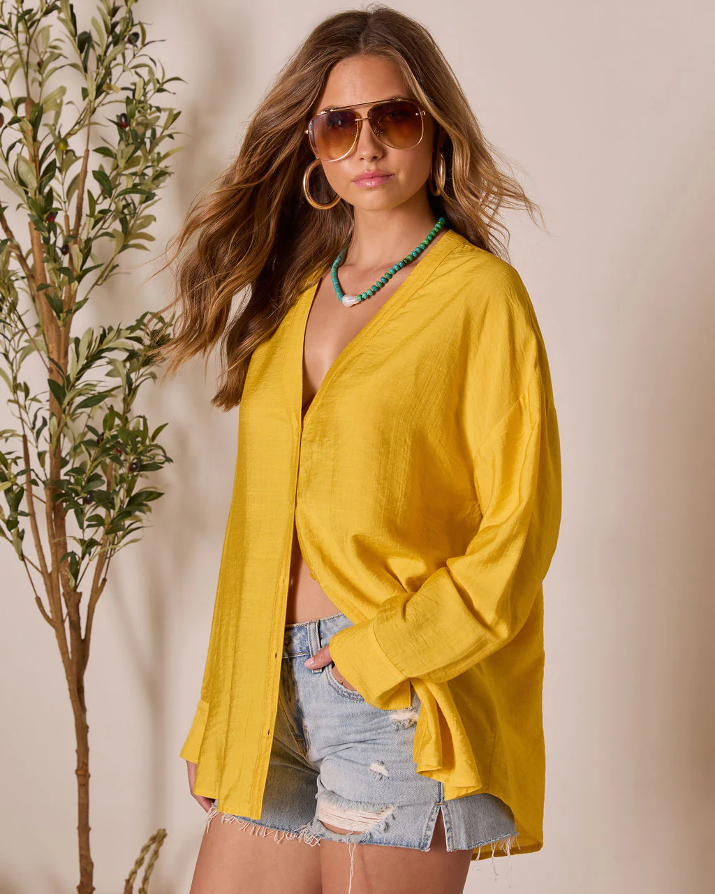 House Of Sun Satin Button Up Top - Image 3