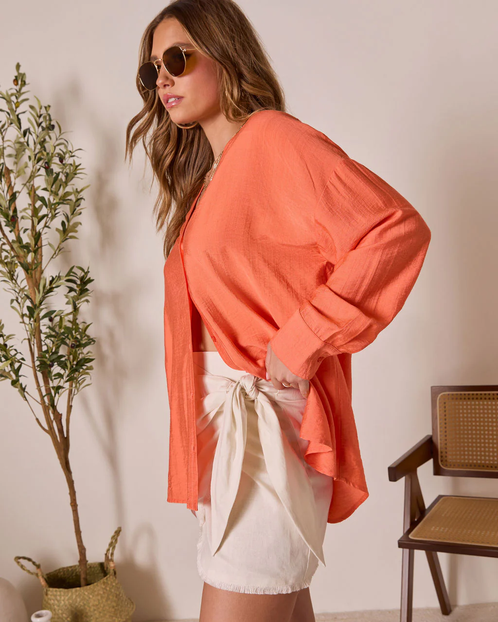 House Of Sun Satin Button Up Top - Image 9
