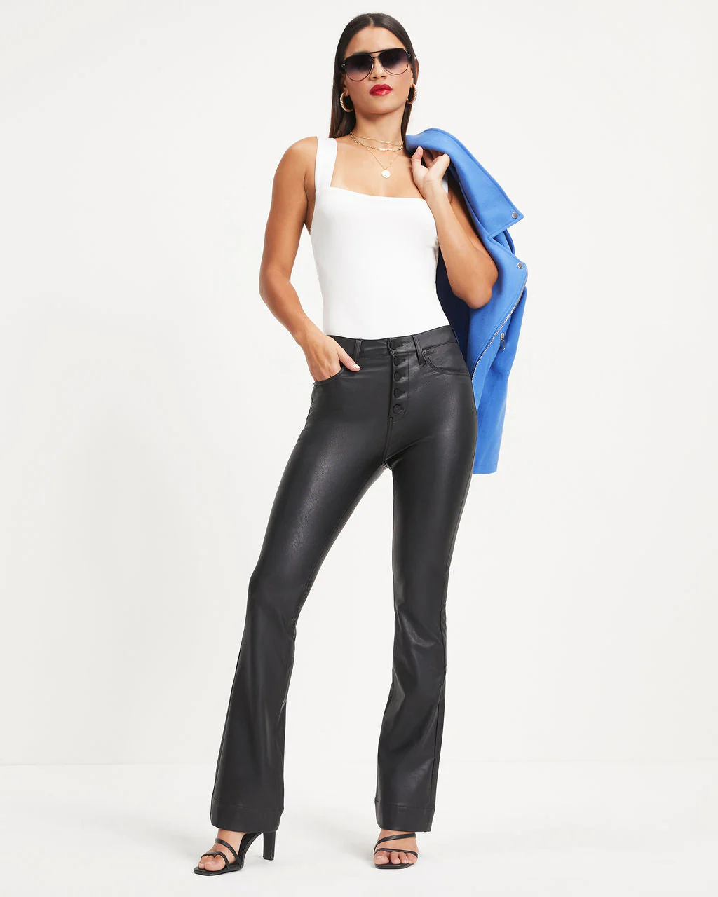 Howard High Rise Faux Leather Flare Pants - Image 3