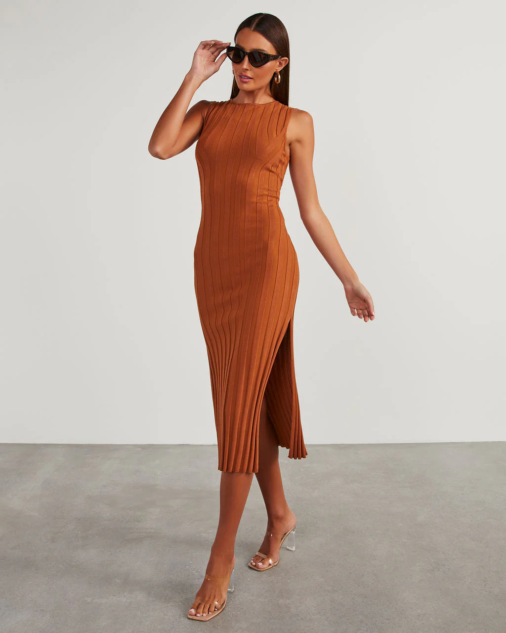 Huston Sleeveless Pleated Knit Midi Dress - Image 3