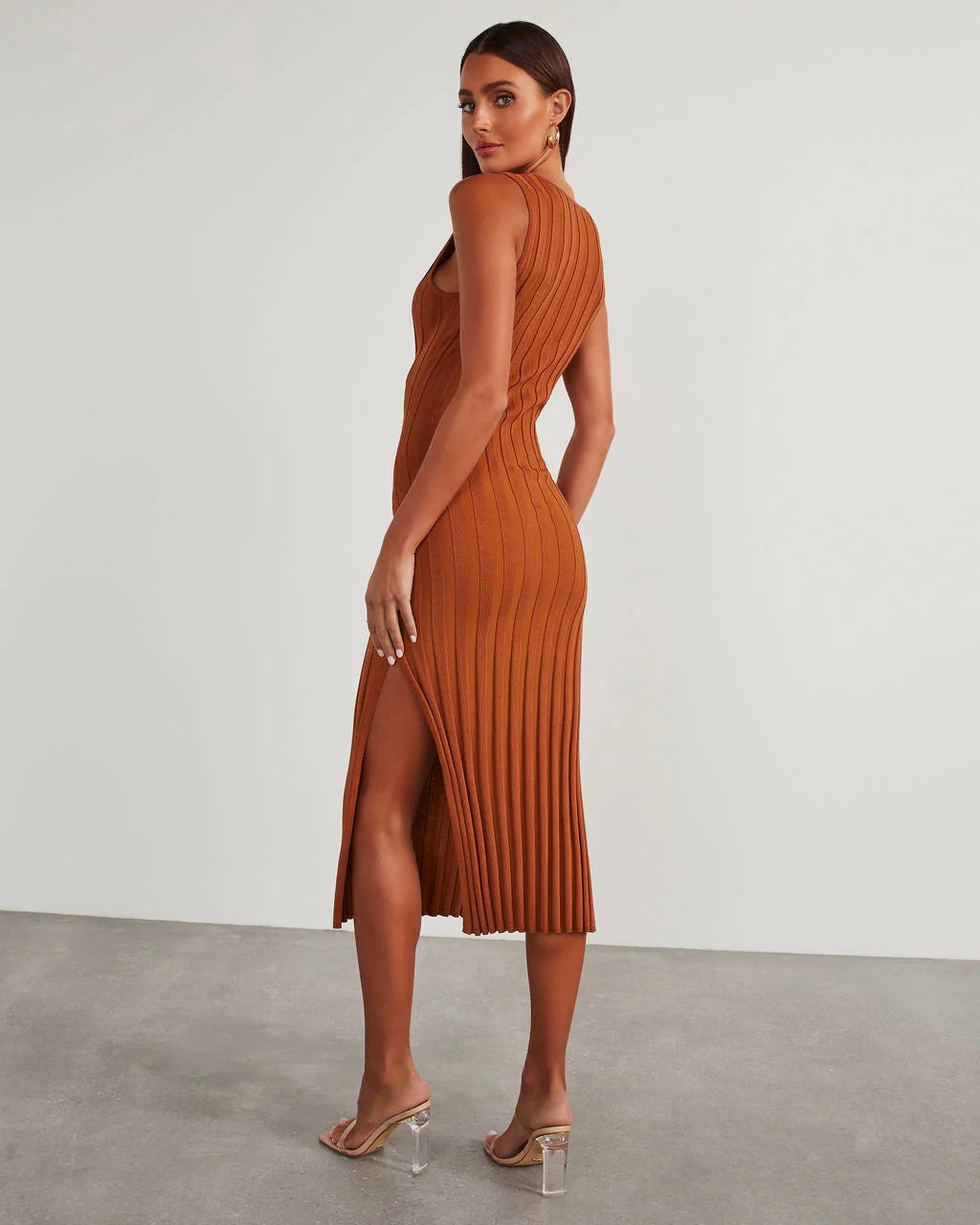 Huston Sleeveless Pleated Knit Midi Dress - Image 4