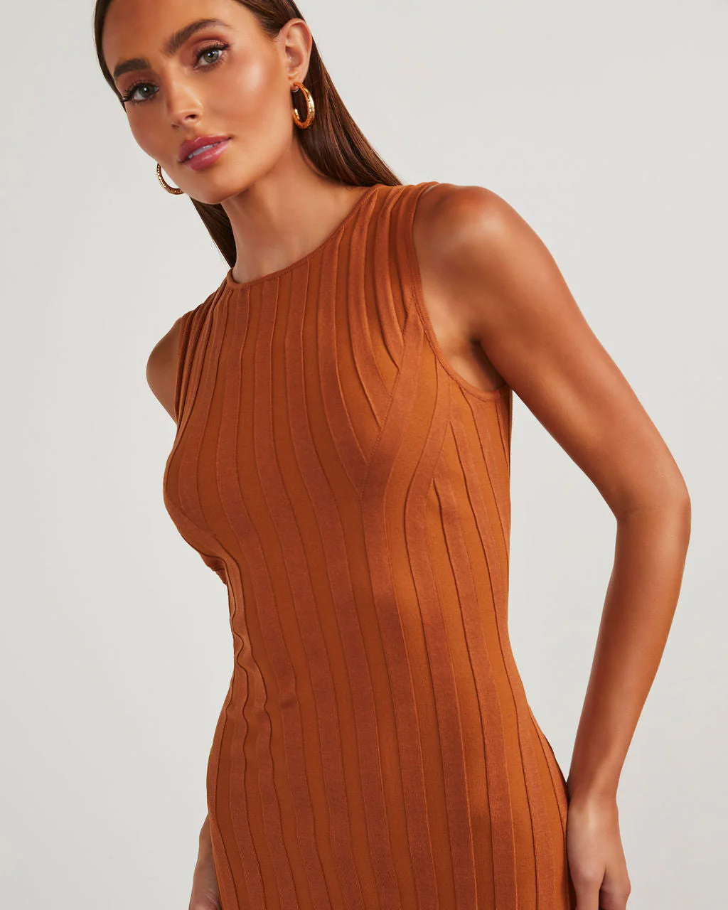 Huston Sleeveless Pleated Knit Midi Dress - Image 5