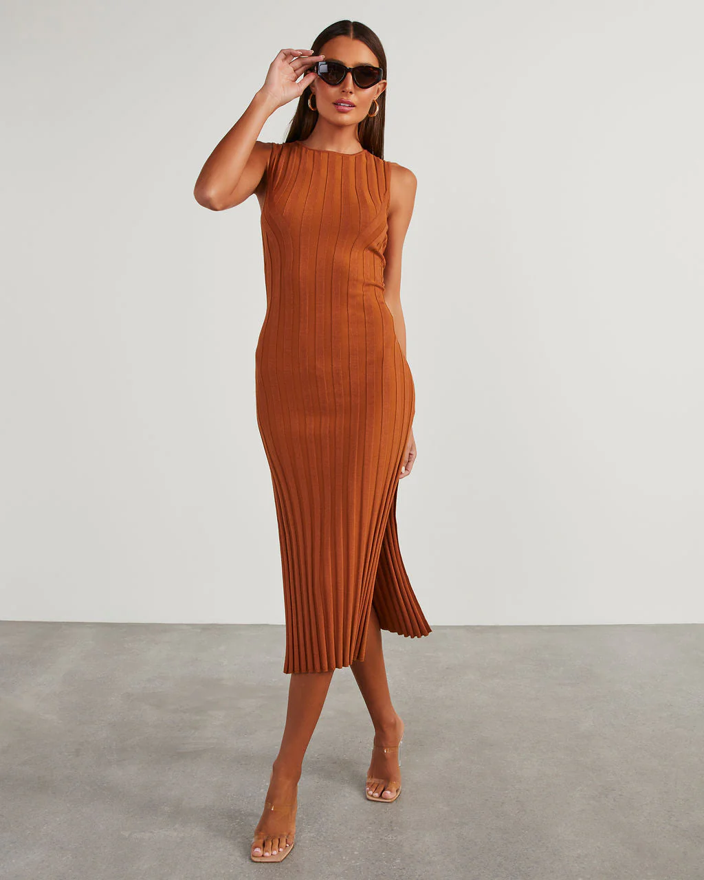 Huston Sleeveless Pleated Knit Midi Dress - Image 6