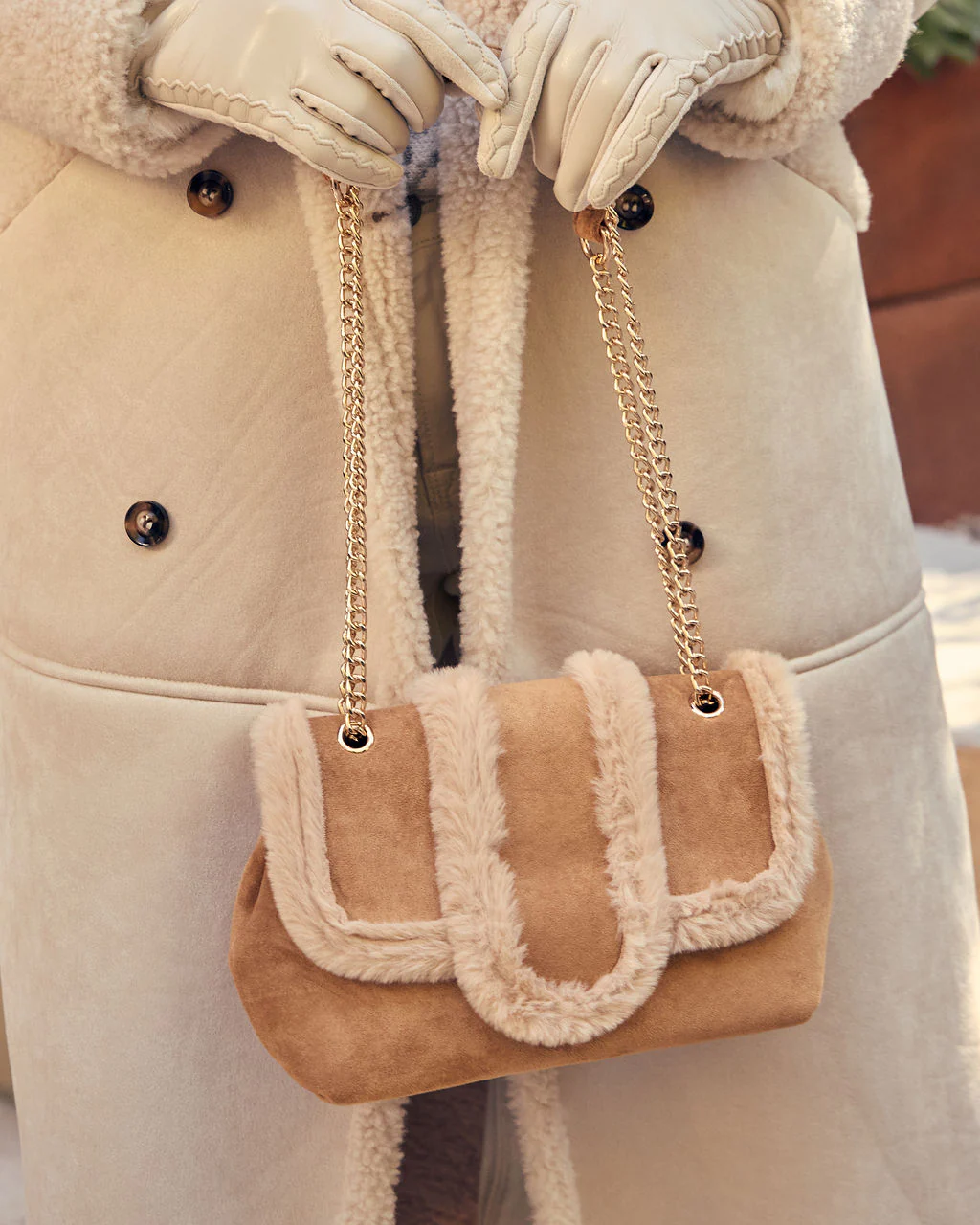 Hutson Suede Faux Fur Trim Shoulder Bag - Image 4