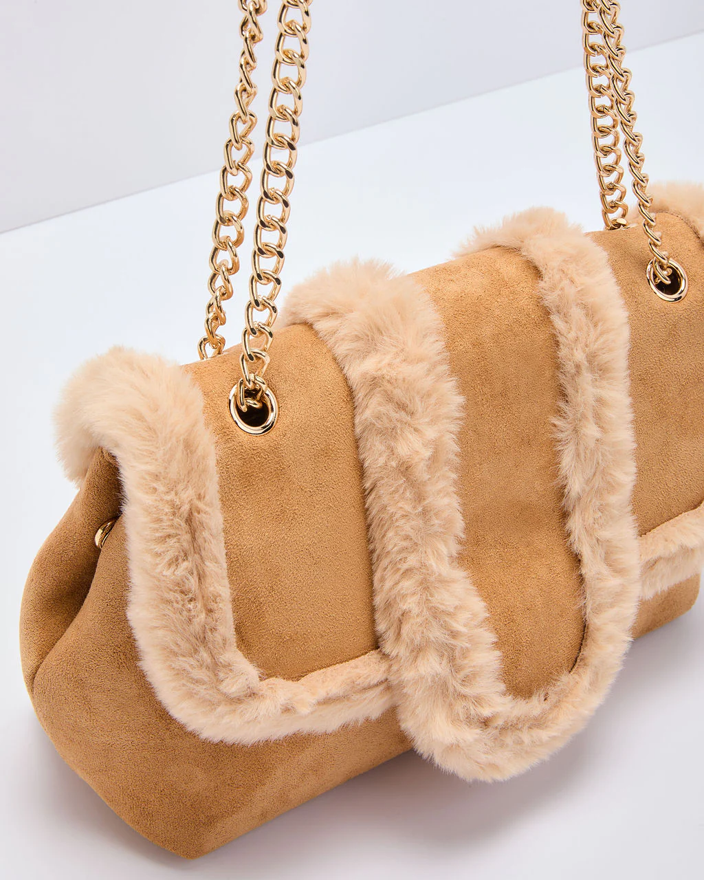 Hutson Suede Faux Fur Trim Shoulder Bag - Image 6