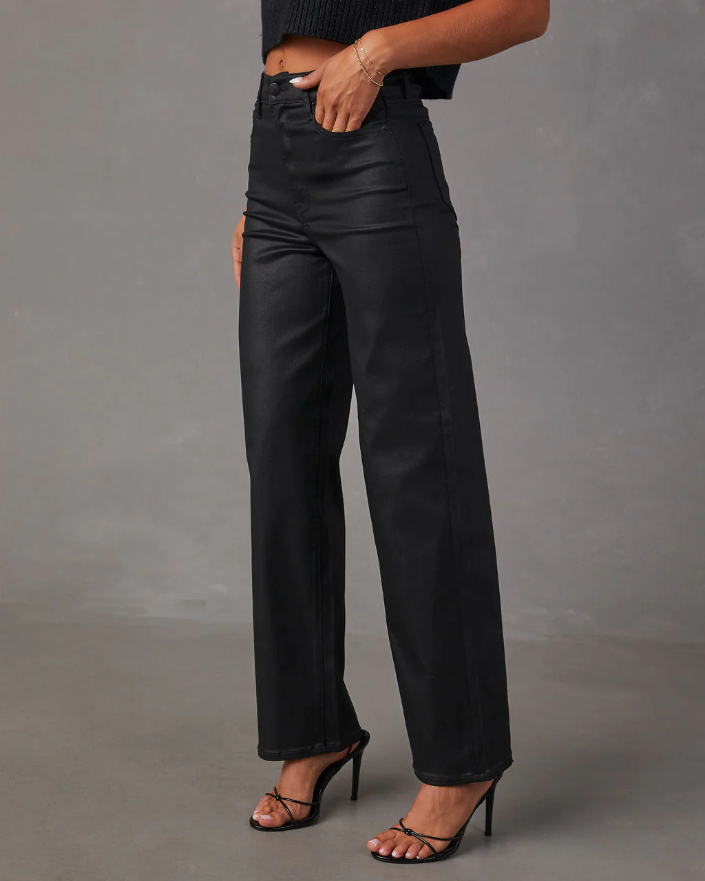 VICI Icon Coated High Rise Straight Jeans - Image 3