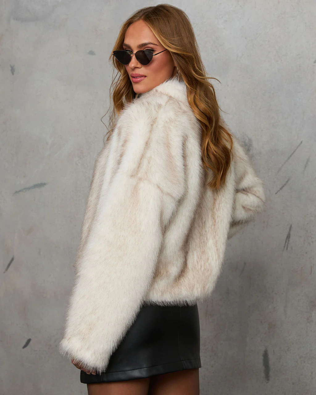 Icy Elegance Faux Fur Coat - Image 4