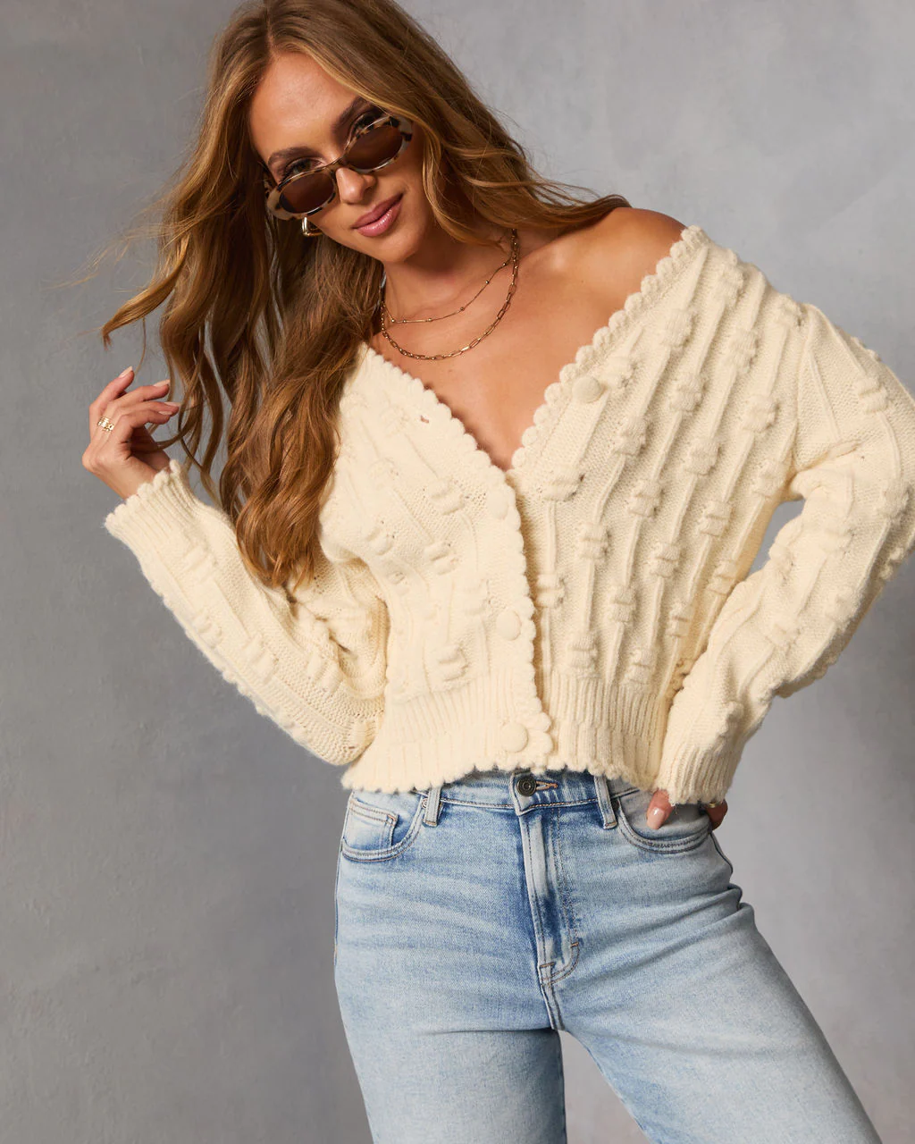 Icy Moon Textured Knit Cardigan - Image 6