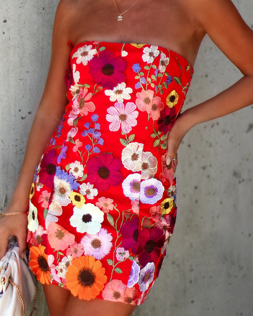 Imani Strapless Floral Applique Mini Dress - Image 2