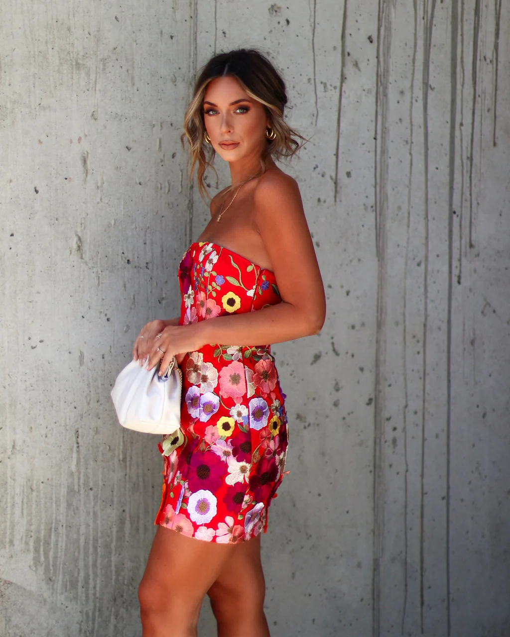 Imani Strapless Floral Applique Mini Dress - Image 3