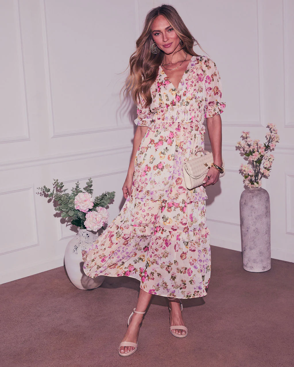 Imelda Floral Chiffon A-Line Midi Dress - Image 5