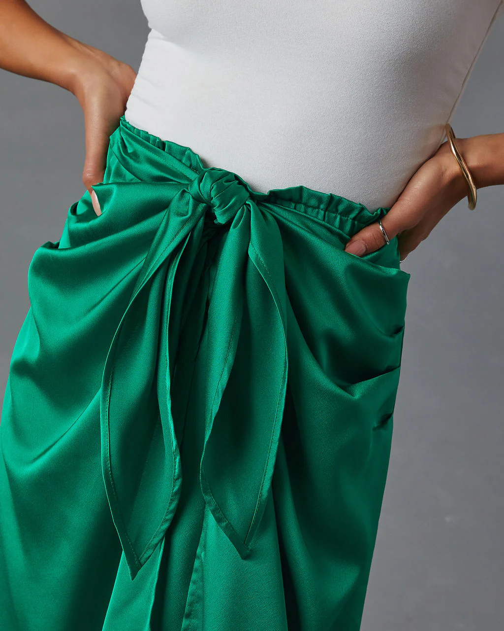 Imogen Satin Printed Tie Front Midi Skirt - Image 22