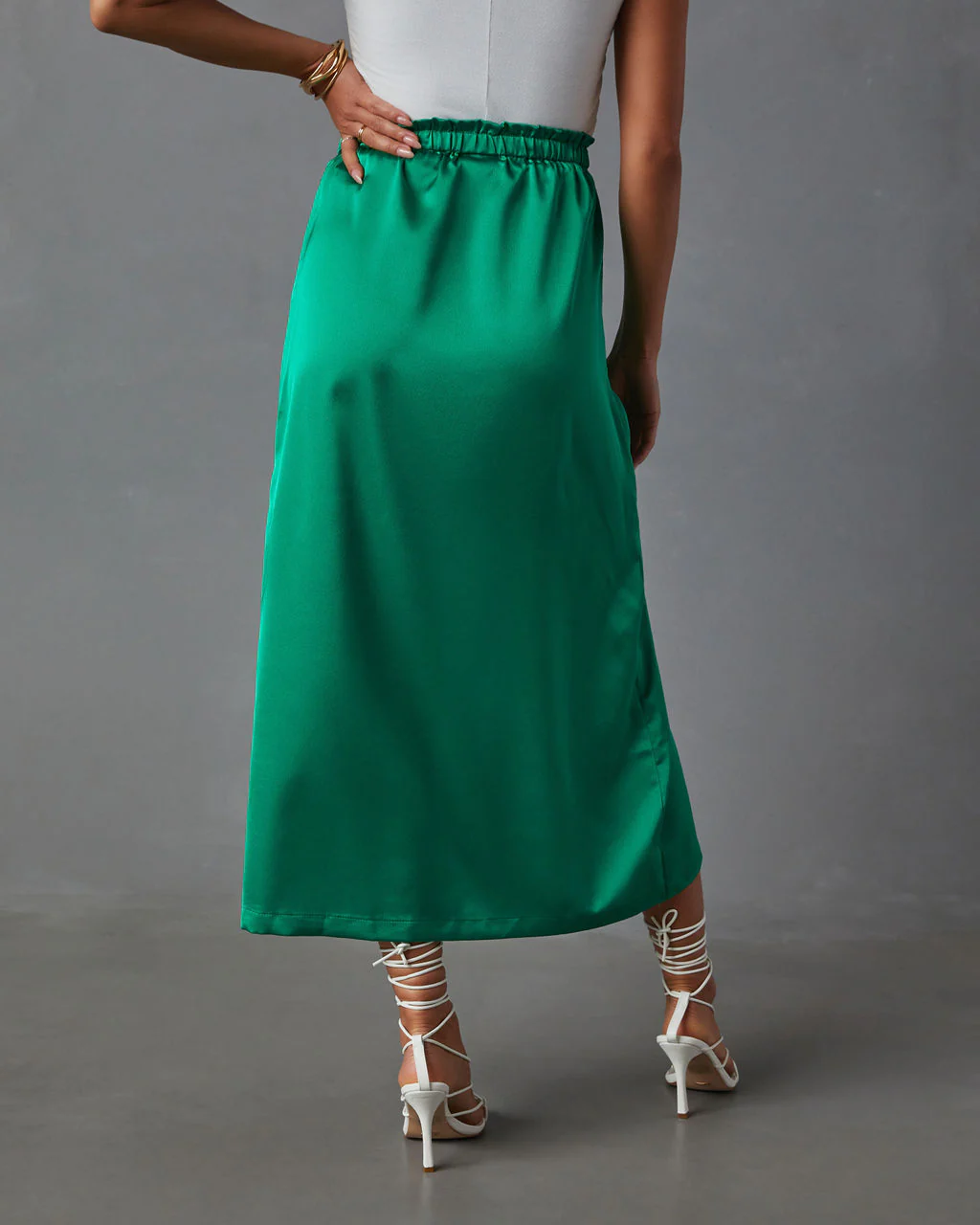 Imogen Satin Printed Tie Front Midi Skirt - Image 24