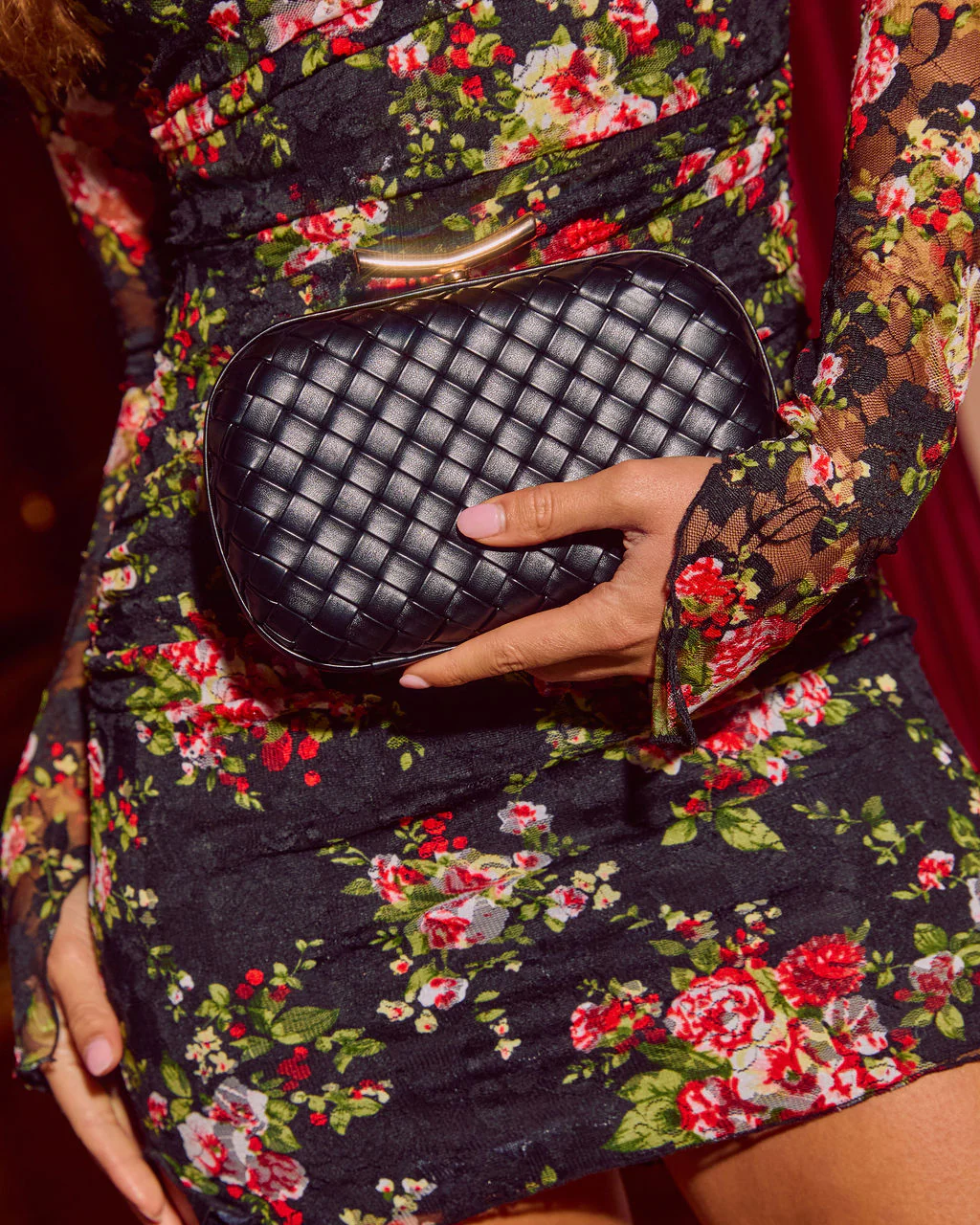 Invitation Only Faux Leather Woven Hard Case Clutch - Image 10