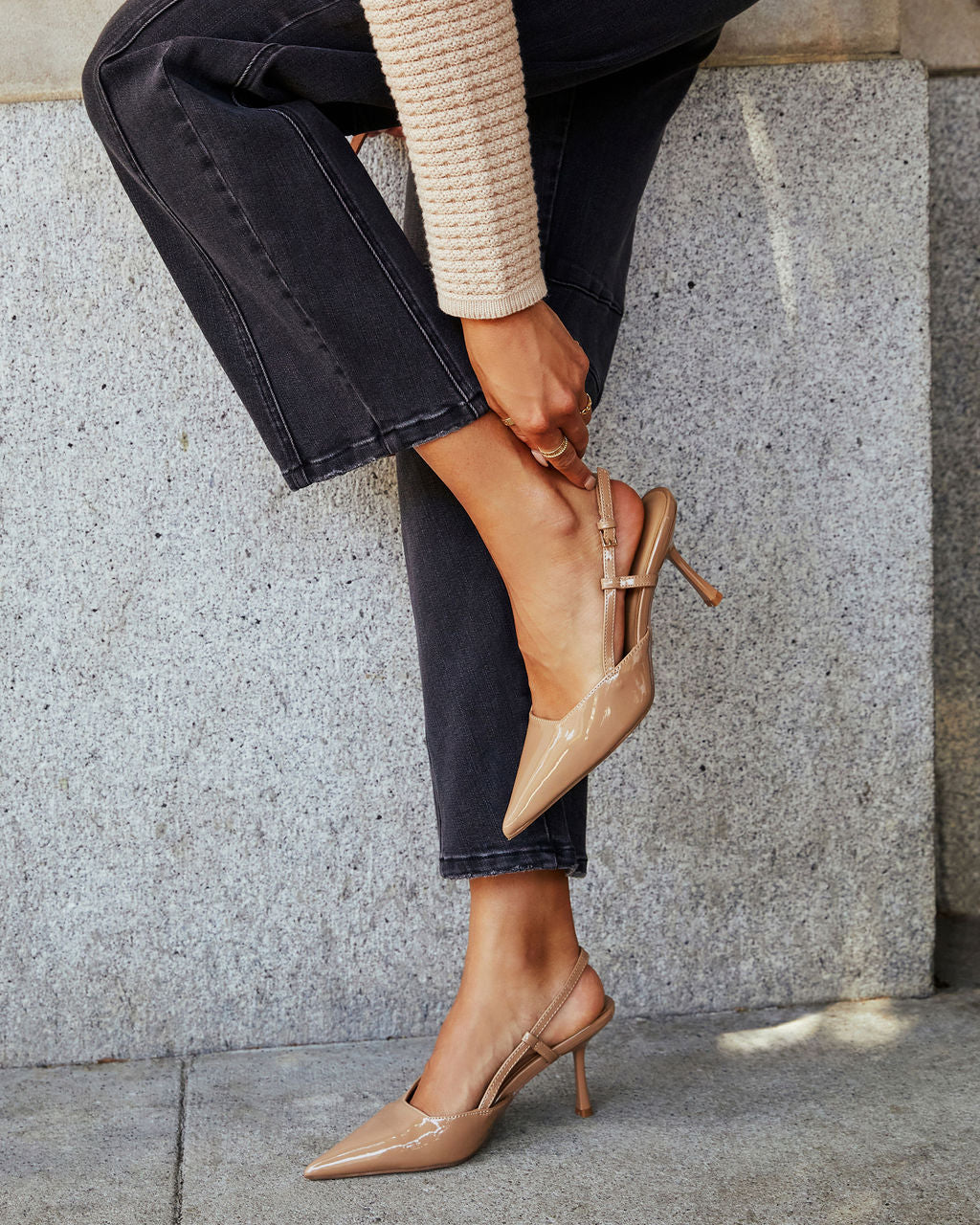 Isabel Pointed Toe Slingback Heels - Image 9