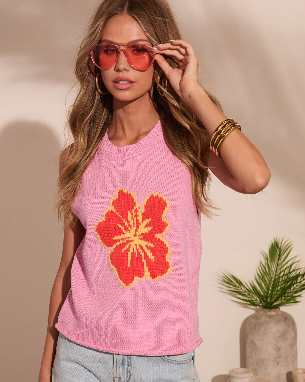 Island Blossom Knit Tropical Floral Graphic Sweater - Image 6