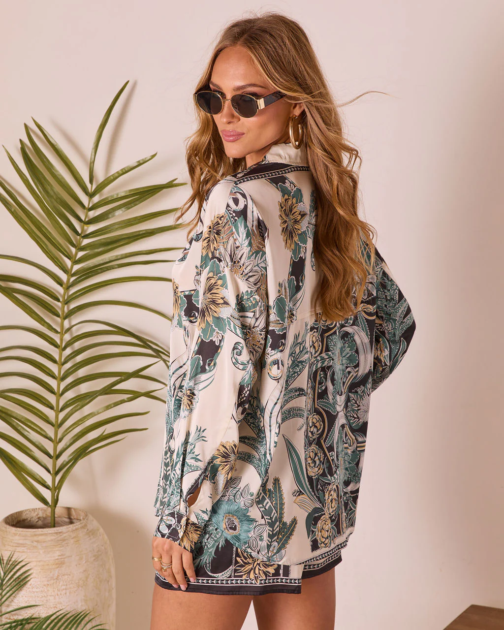 Island Current Abstract Printed Button Up Top - Image 4