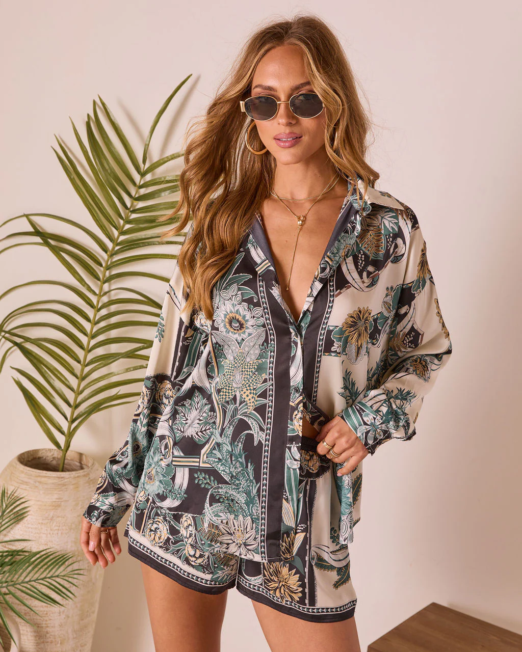 Island Current Abstract Printed Button Up Top - Image 5