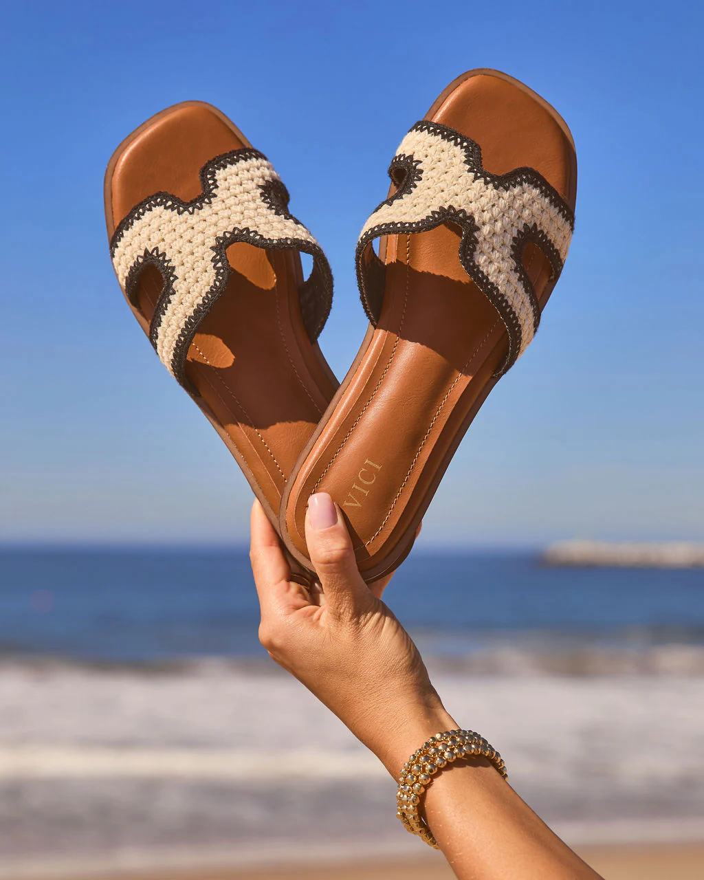 Island Luxe Contrast Trim Crochet Sandals - Image 18