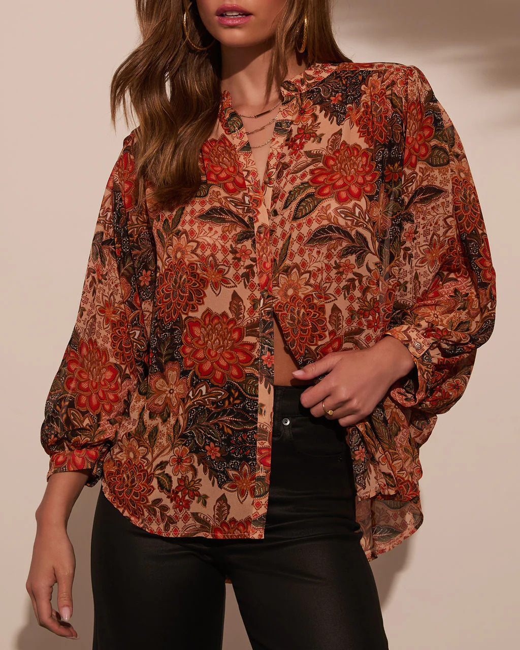 Italiano Paisley Button Down Blouse - Image 5