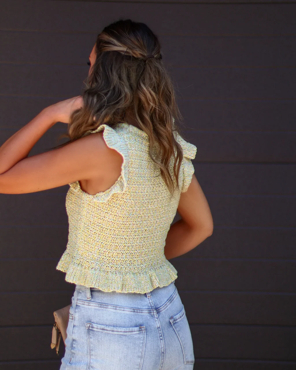 Ivelisse Smocked Sweater Knit Ruffle Hem Top - Image 4