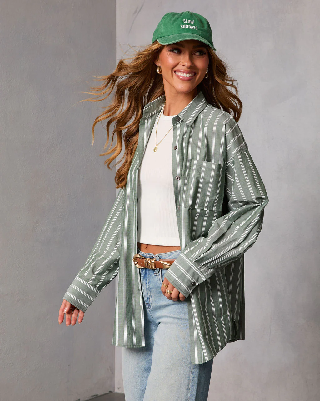 Ivy Collective Striped Buttoned Up Top - Image 3