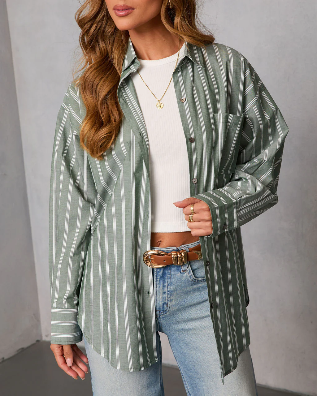 Ivy Collective Striped Buttoned Up Top - Image 5