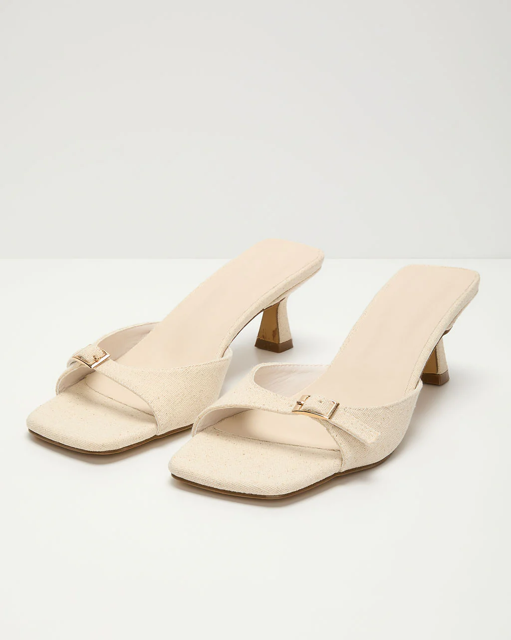 Ivy House Buckled Linen Kitten Heel - Image 2