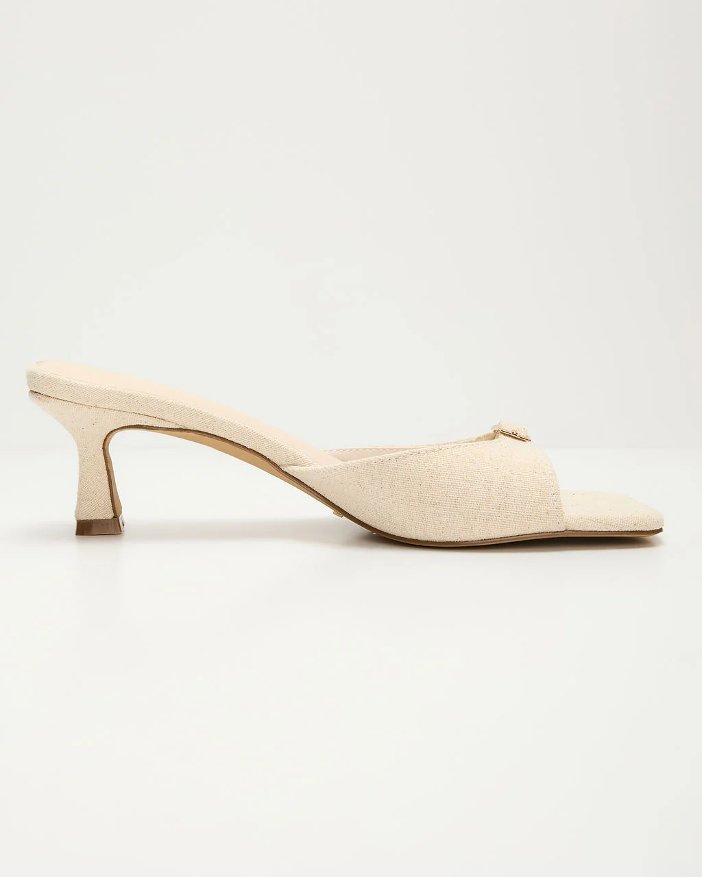 Ivy House Buckled Linen Kitten Heel - Image 6