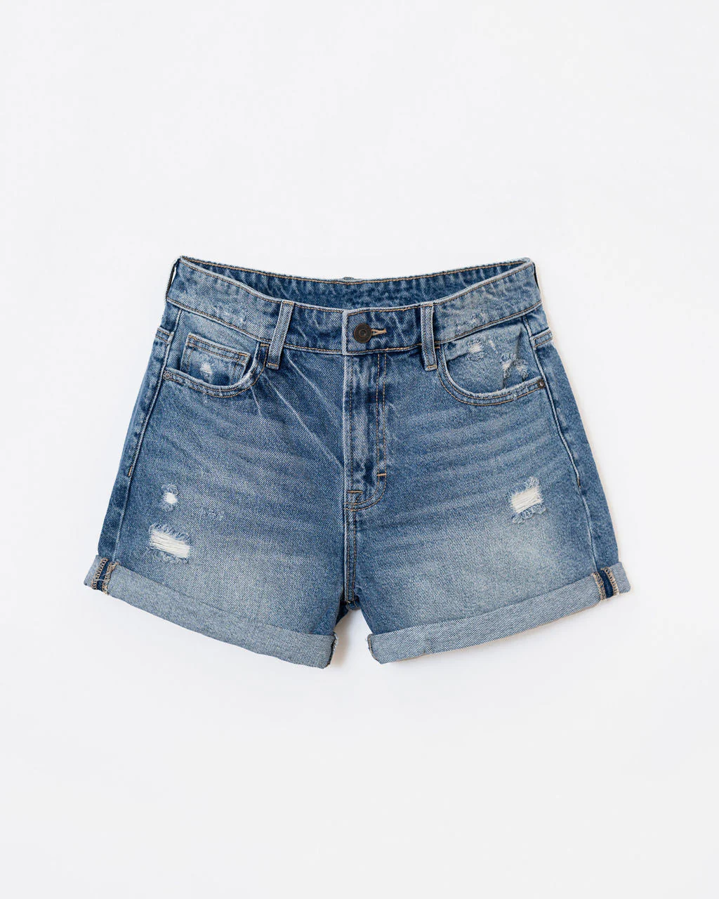 James High Rise Distressed Boyfriend Jean Shorts - Image 3