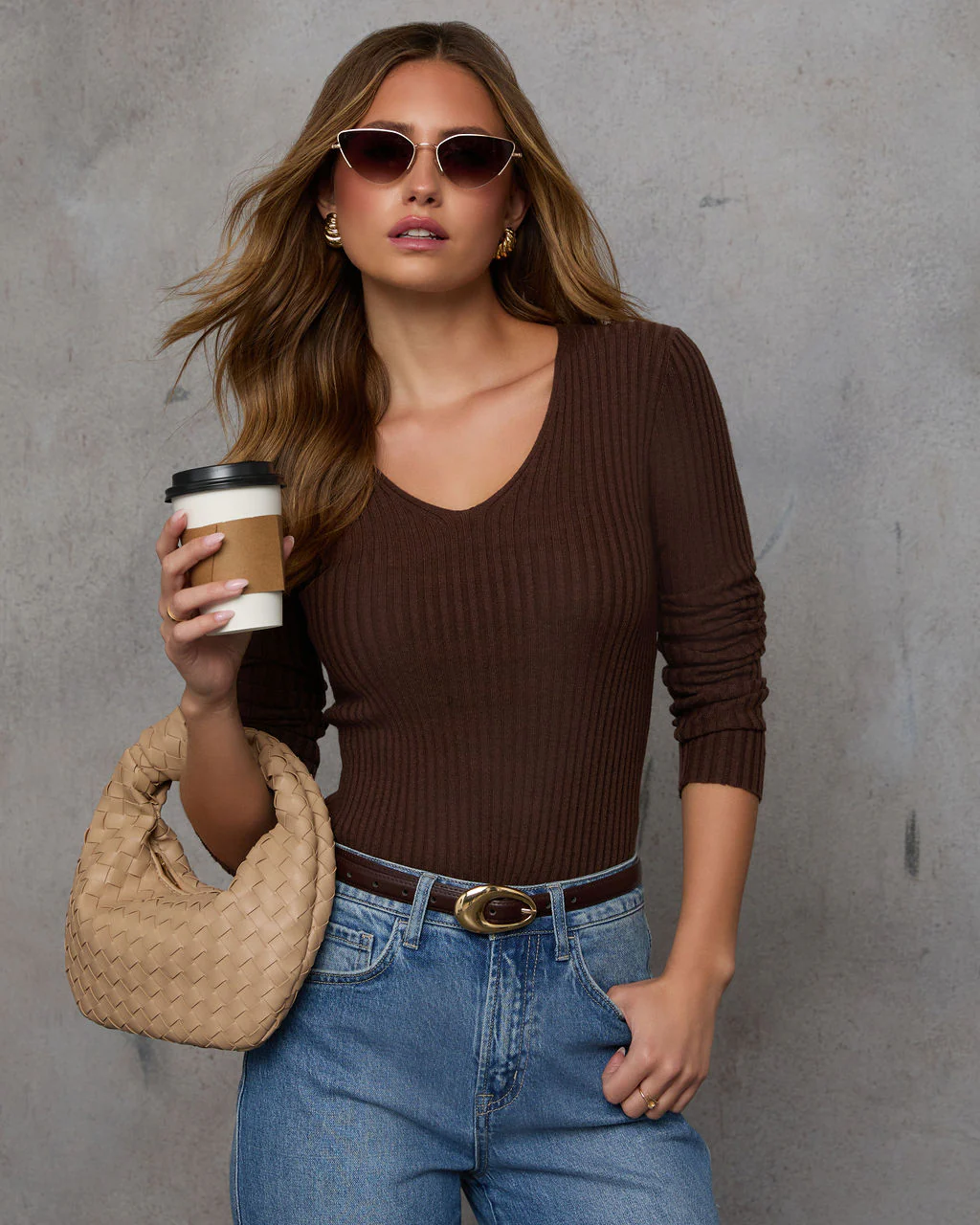 Jamilah Ribbed V Neck Sweater - Image 23