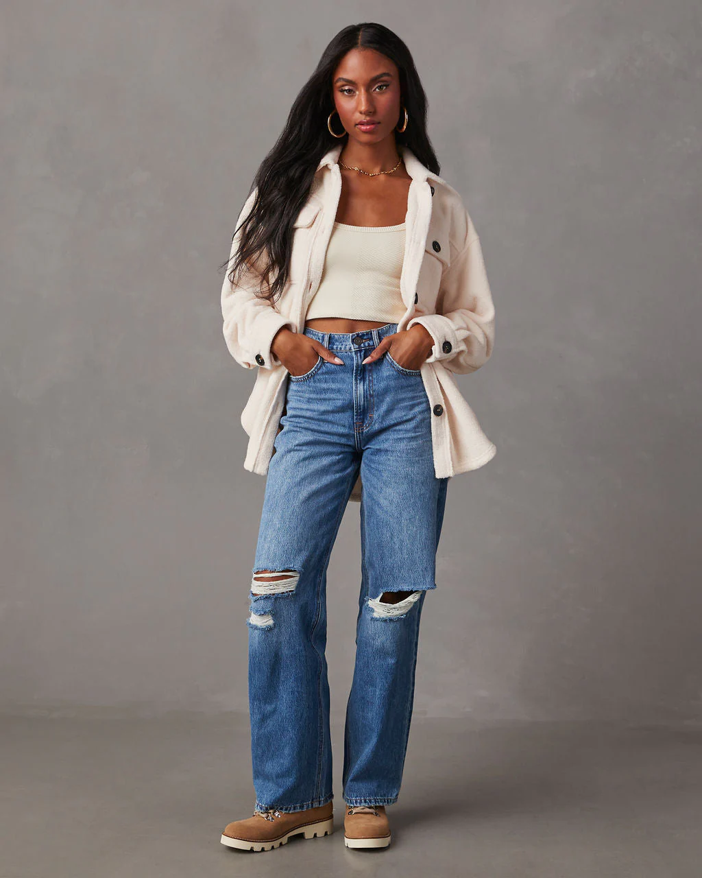 Janae Distressed High Rise Straight Jeans - Image 5