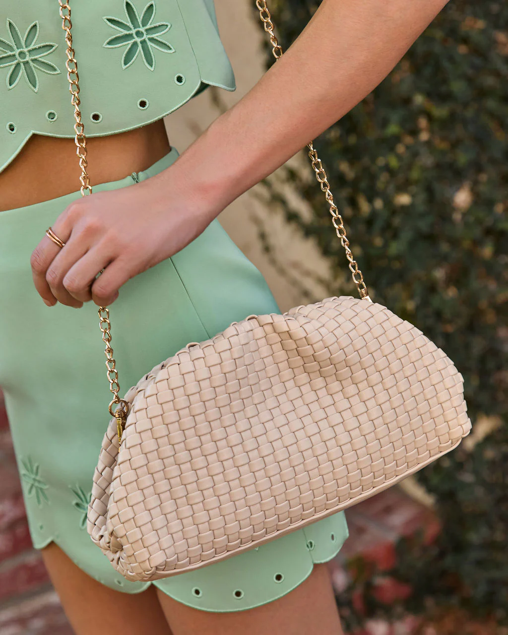 Janice Woven Leather Pouch Clutch - Image 9
