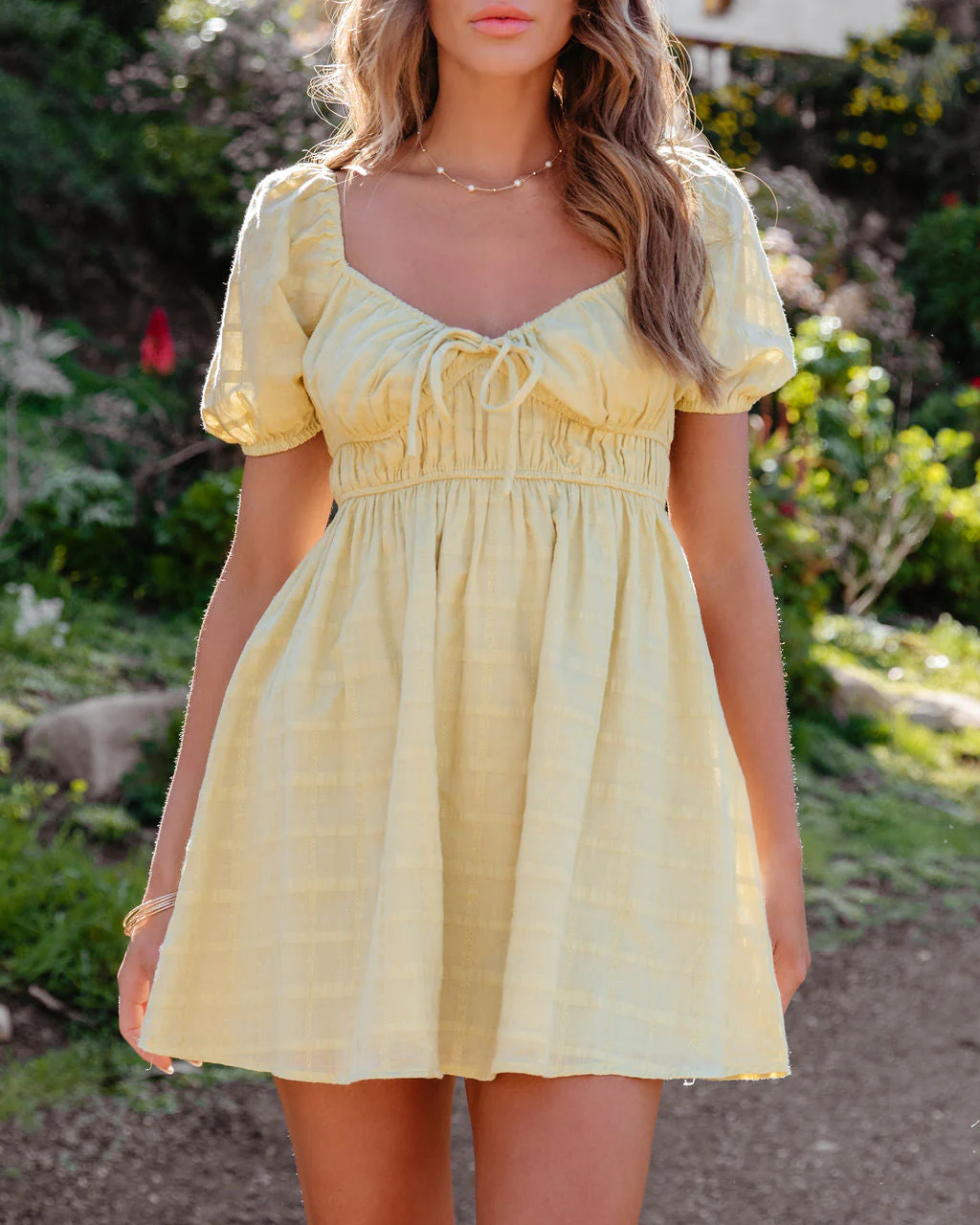 Jayde Puff Sleeve Front Tie Mini Dress - Image 2