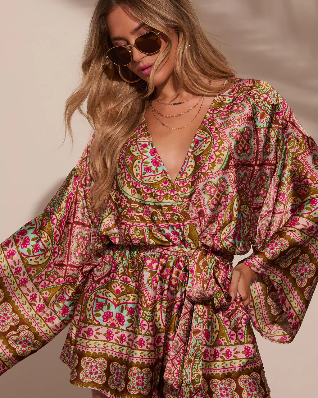 Jayden Printed Satin Romper - Image 5