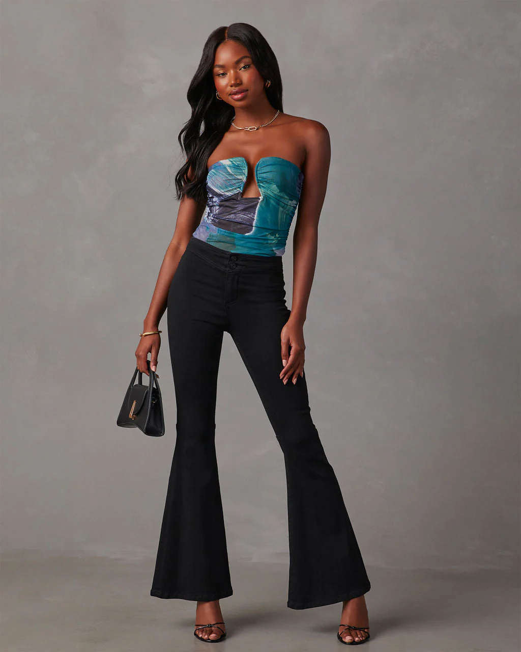 Jazlynn Printed Strapless Ruched Cutout Bodysuit - Image 29