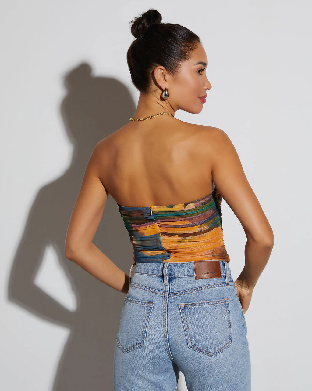 Jazlynn Printed Strapless Ruched Cutout Bodysuit - Image 35