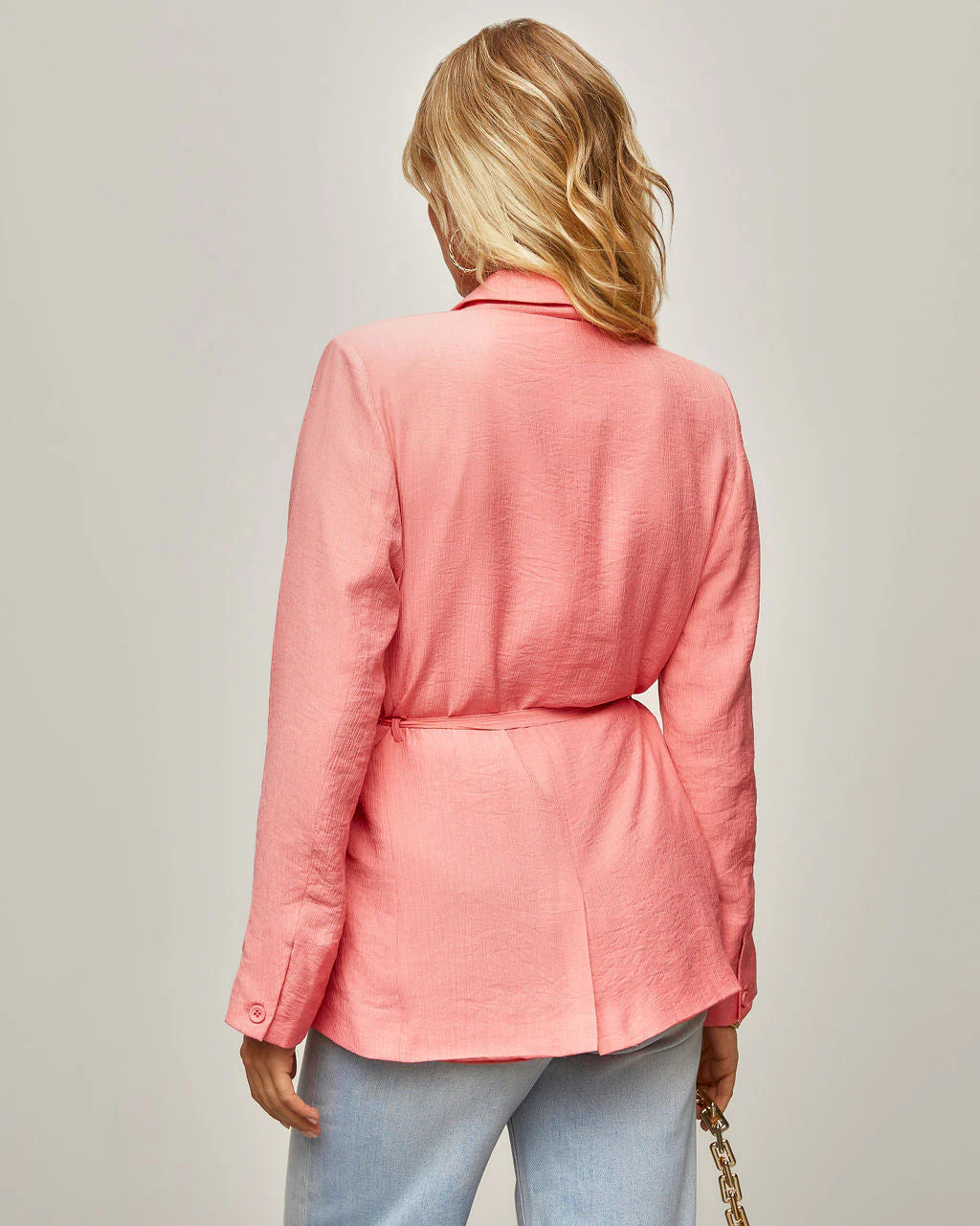 Jazmine Pocketed Waist Tie Blazer - Image 2