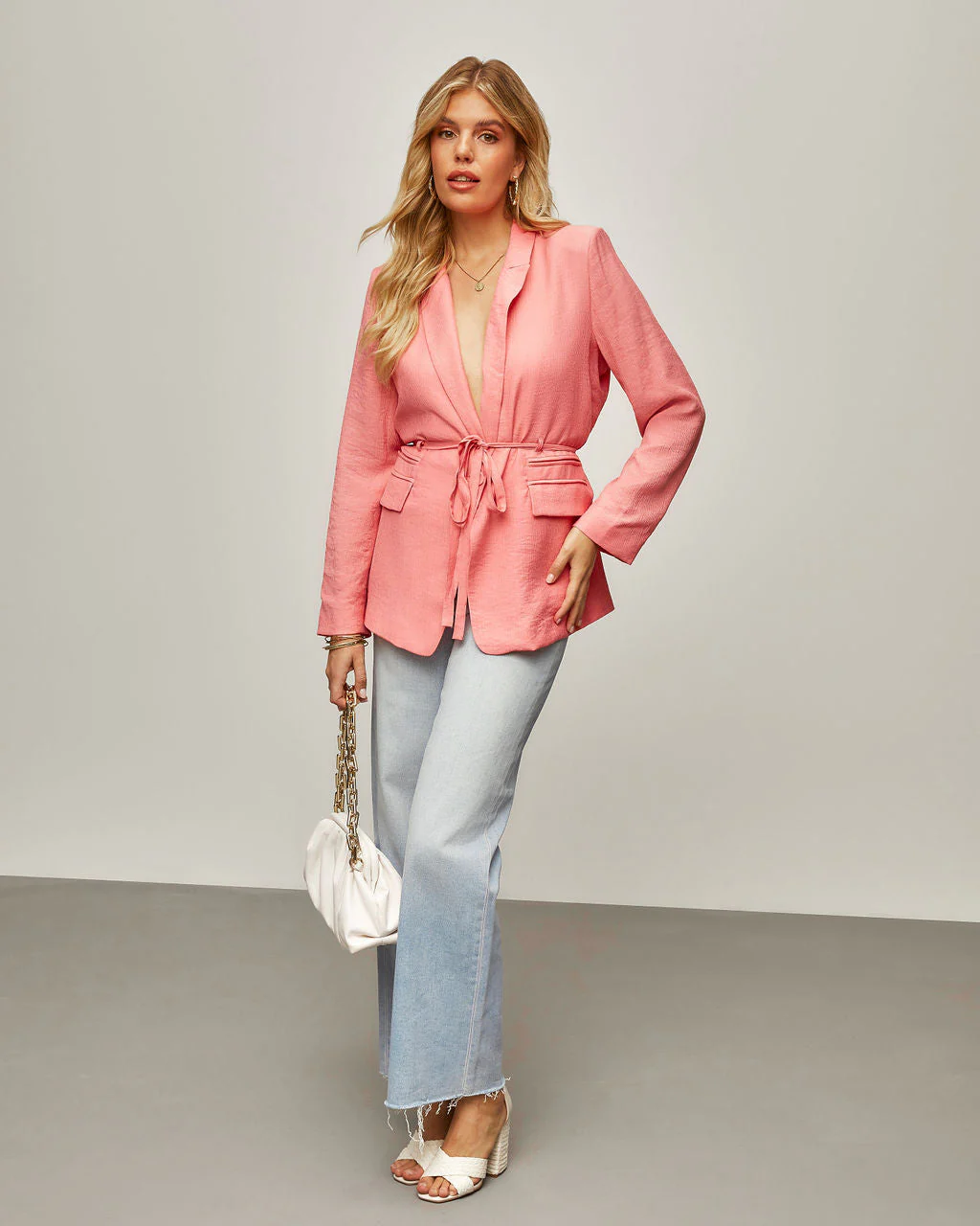 Jazmine Pocketed Waist Tie Blazer - Image 3