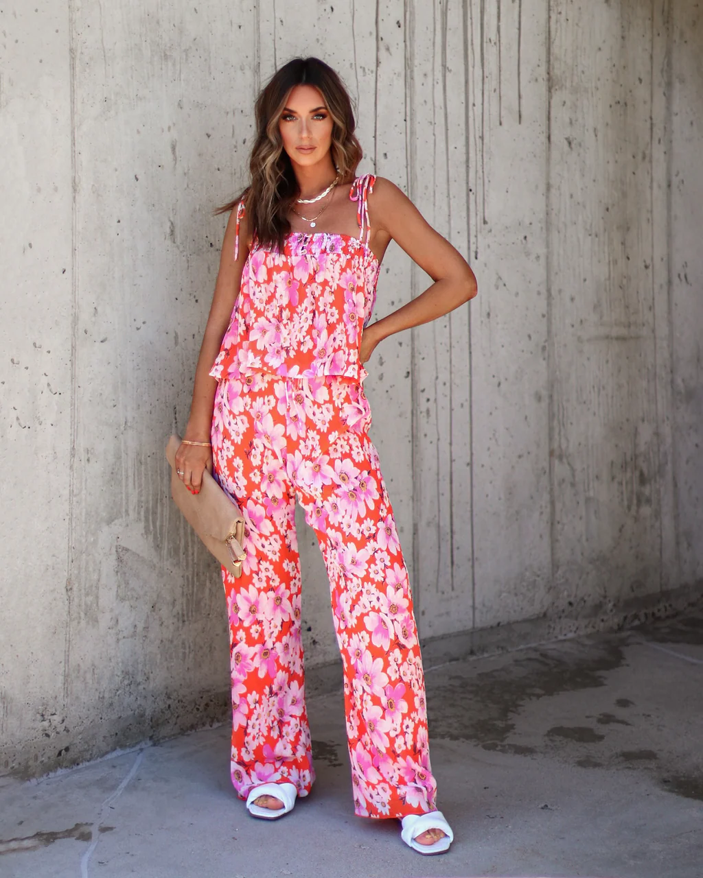 Jemma Floral Chiffon Plisse Pants - Image 2