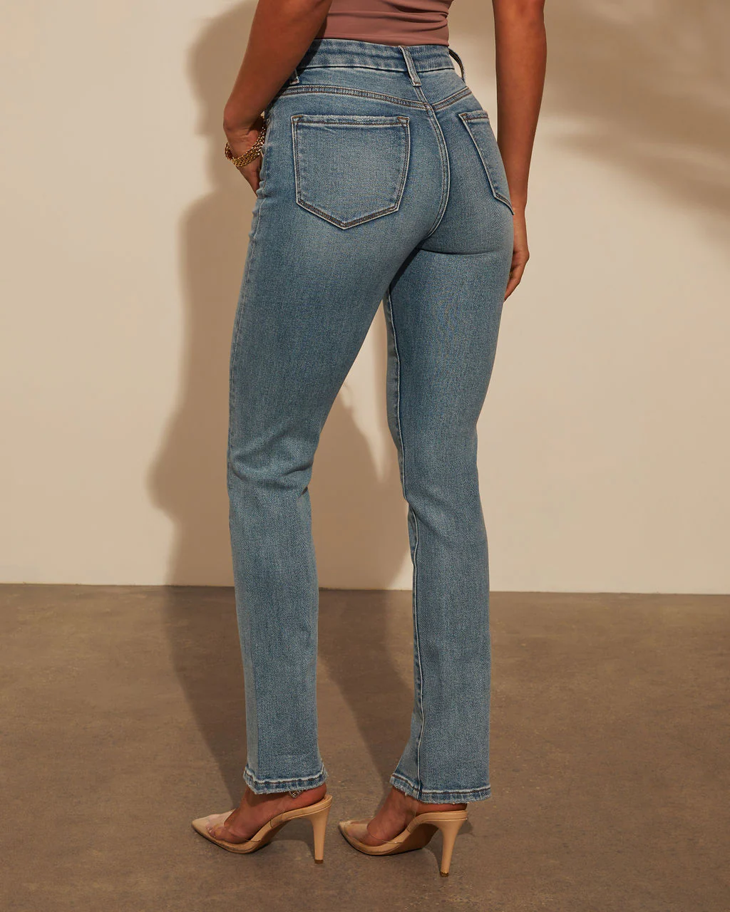 Jennings Super Stretch High Rise Slim Leg Split Hem Jeans - Image 4