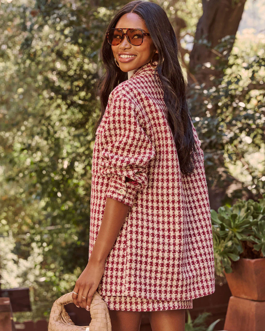 Jensin Tweed Houndstooth Shirt Jacket - Image 4
